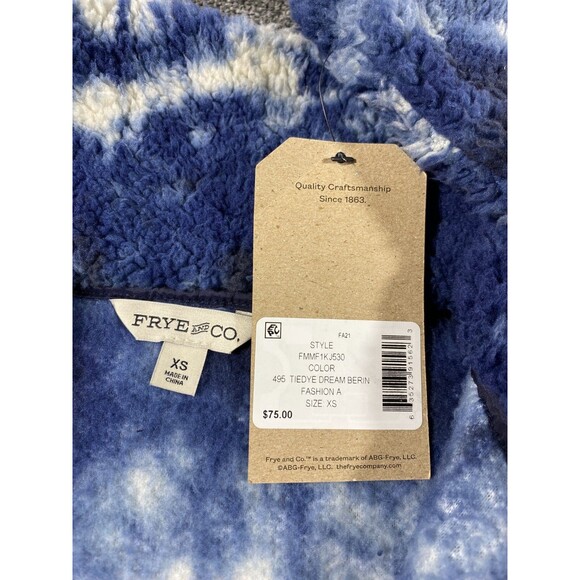 Frye Fleece Sherpa Full Zip Tie Dye Dream Jacket Blue White Womens Extra Small - Picture 9 of 12